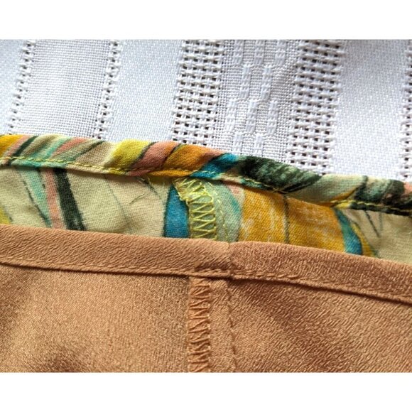 Anthropologie HYPE 100% Silk Yellow Feather Print Summer Boho Mini Dress Size 2 - Picture 7 of 8